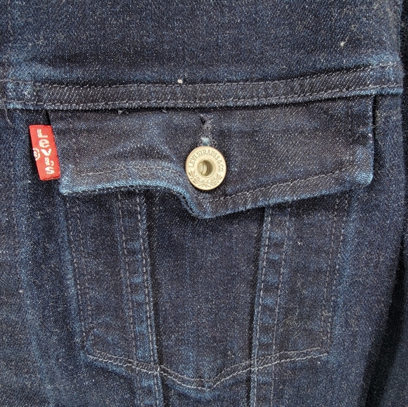 Levi Strauss & Co Denim Jean Jacket Button Up Womens Junior’s Large Dark Wash - Picture 4 of 7